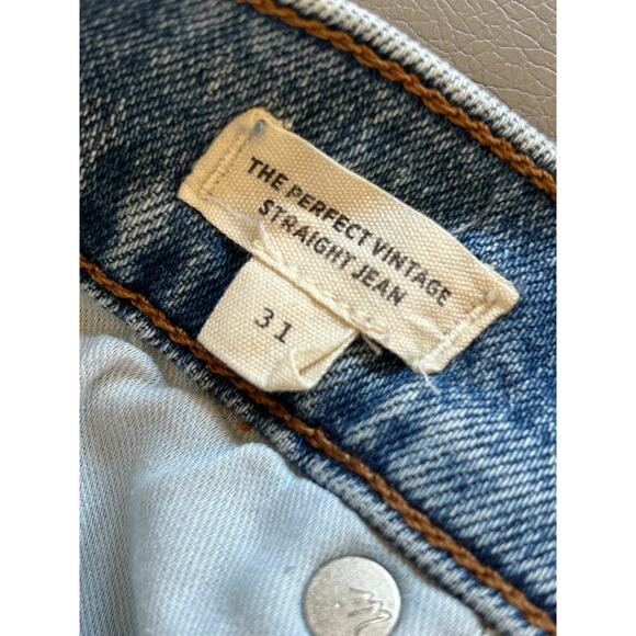 Madewell The Perfect Vintage Straight Jean Knee Rip Edition Size 31 - Picture 5 of 9
